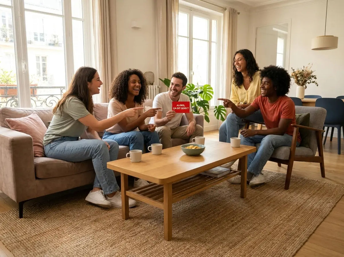 Amis découvrant une capsule temporelle sous forme de carte postale