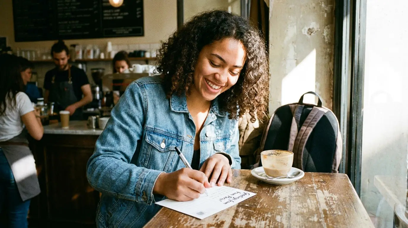 Jeune femme écrit une lettre